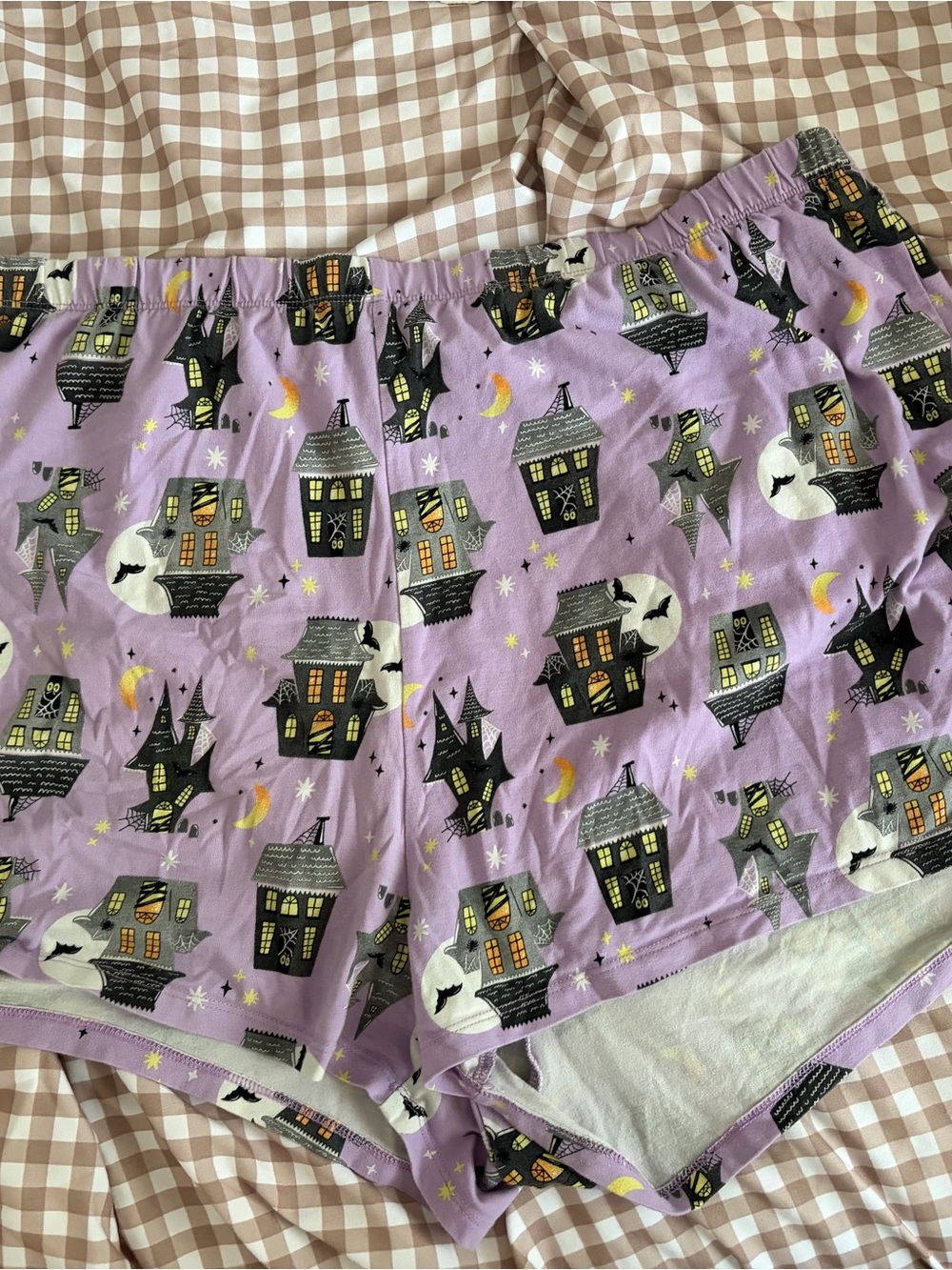 Old Navy Halloween Haunted House Pajama Shorts Lavender Purple XL